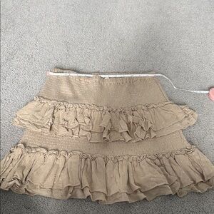 glam Beige Tiered Ruffle Mini Skirt